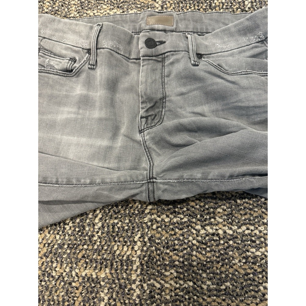 MOTHER Size 29 Washed Charcoal Grey Distressed Knee Raw Hem Ankle Jeans - Picture 8 of 8